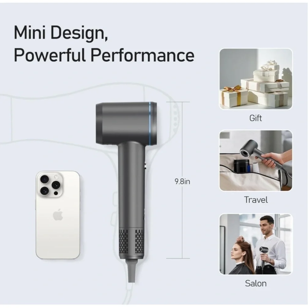 Plasma High-Speed 1400W‎ Hair Dryer with Magnetic Nozzle and Diffuser it#006